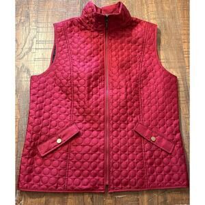 Allison Daley Women's Red Burgundy Size 8 Petite Sleeveless Vest Full Zip Pocket